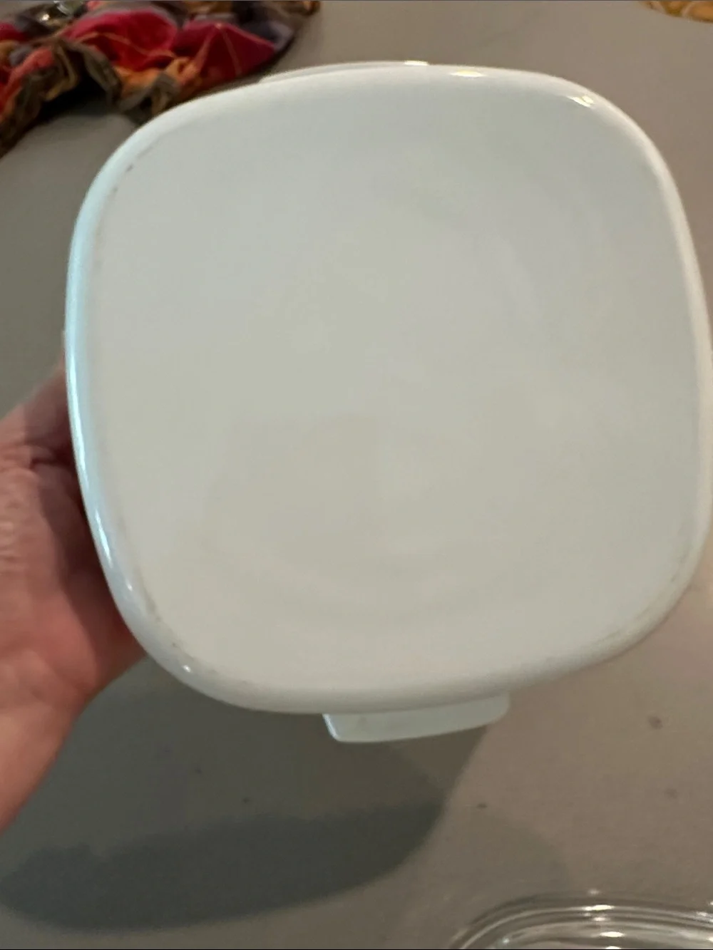 Corningware White Casserole Dish with Peach Floral Design and Pyrex Glass Lid